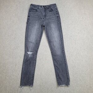 Abercrombie Fitch Jeans Womens 0 S Gray Wash Super Skinny‎ High Rise Raw Hem